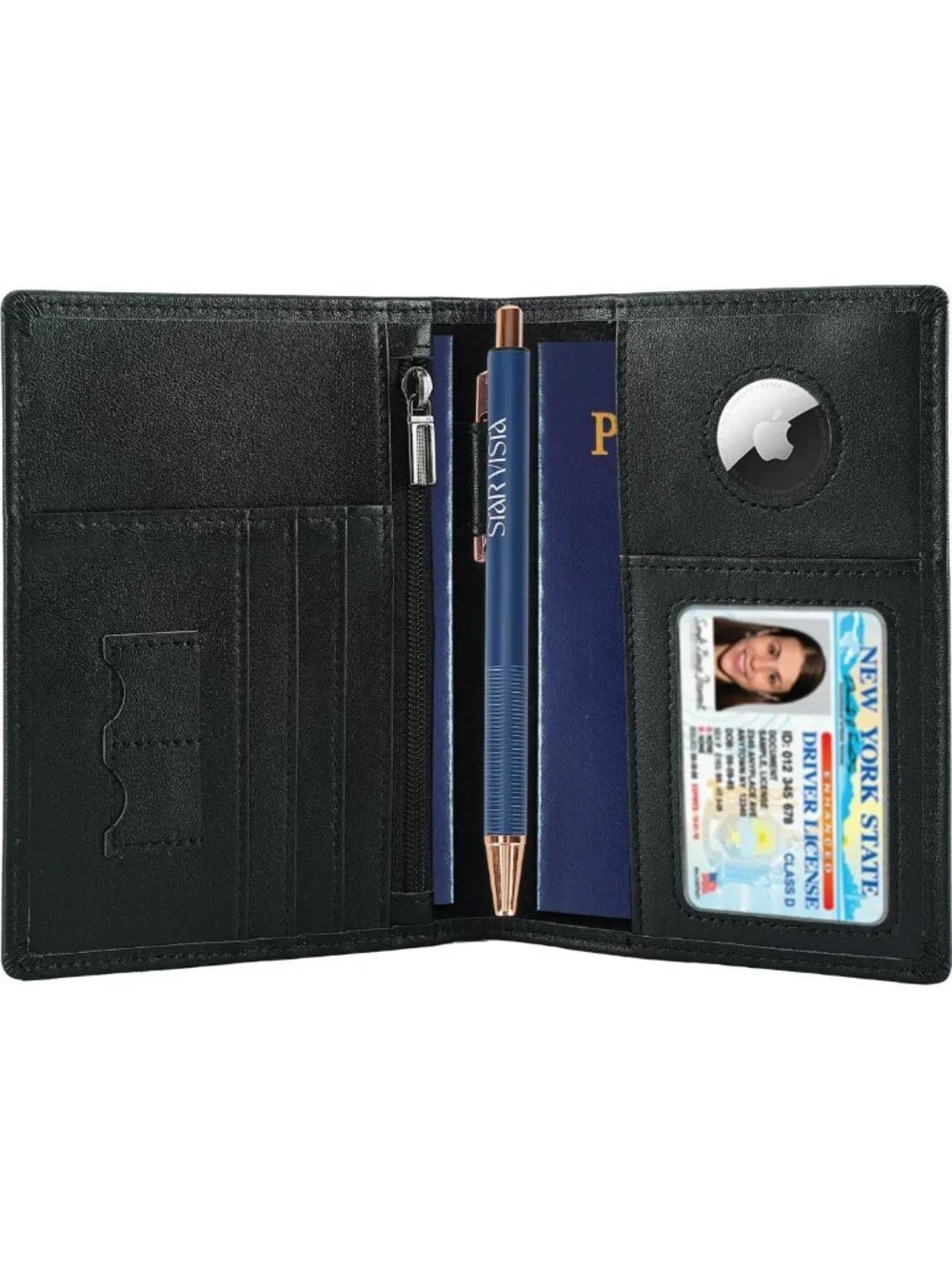 Stylish Leather Passport Holder - RFID Blocking, ID Window, Zipper Pocket